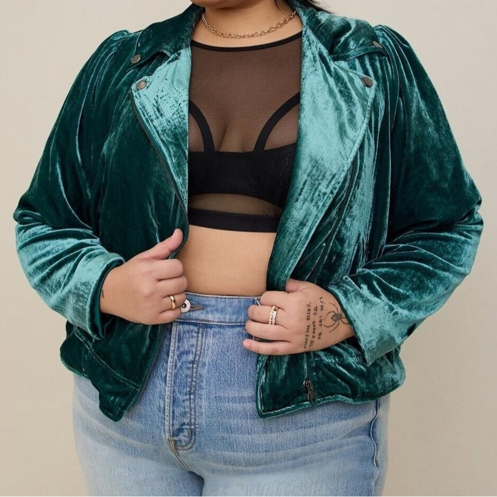 Velvet Teal Jacket- Torrid